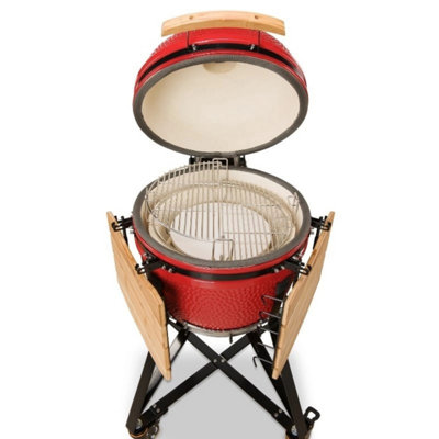 Kamado Bono Media 20'' Ceramic BBQ Grill in Red Colour - 6