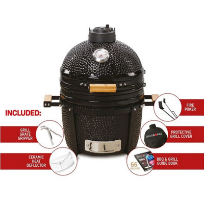 Kamado Bono Minimo 15'' Ceramic BBQ Grill in Black Colour | DIY at B&Q