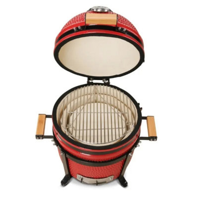 Kamado Bono Minimo 15'' Ceramic BBQ Grill in Red Colour - 3