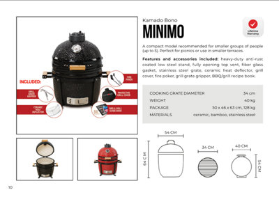 Kamado Bono Minimo 15'' Ceramic BBQ Grill in Red Colour - 5