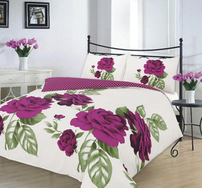 Kampala Hill Isabella Plum Duvet Cover Set Floral Themed Double Bedding Set