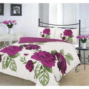 Kampala Hill Isabella Plum Duvet Cover Set Floral Themed Double Bedding Set
