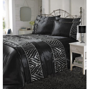 Kampala Hill Shimmer Duvet Cover Set Sequin Embellished Bedding Black