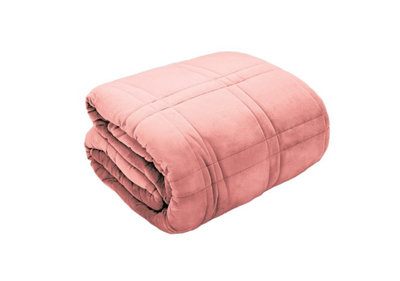 Kampala Hill Velour Weighted Velvet Blanket Sleep Therapy Blush Pink 125 x 150cm