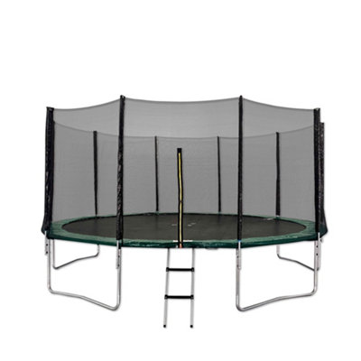 Kanga 16FT or 488cm Round Outdoor Trampoline with Green Padding Safety Enclosure and Ladder DIY at B Q