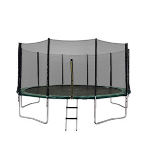 Kanga 16FT or 488cm Round Outdoor Trampoline with Green Padding, Safety Enclosure and Ladder