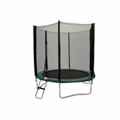 Kanga 8FT or 244cm Round Outdoor Trampoline with Green Padding Safety Enclosure and Ladder