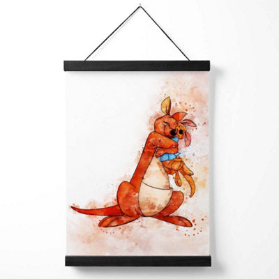 Kanga and Roo Watercolour Winnie the Pooh Medium Poster with Black Hanger