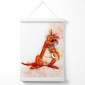 Kanga and Roo Watercolour Winnie the Pooh Poster with Hanger / 33cm / White