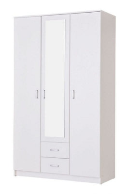 Kano White 3 Door 2 Drawer Mirrored Wardrobe