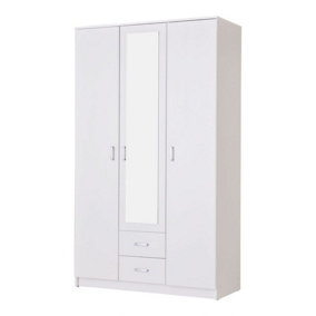 Kano White 3 Door 2 Drawer Mirrored Wardrobe