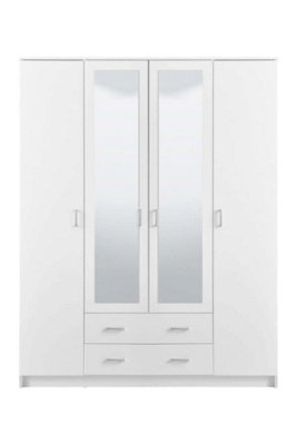 Kano White 4 Door 2 Drawer Mirrored Wardrobe