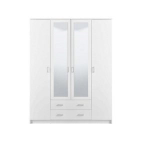 Kano White 4 Door 2 Drawer Mirrored Wardrobe