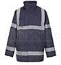 Kapton Hi Vis High Visibility Waterproof Parka Coat Work Safety Security Workwear, Navy, L