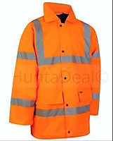 Kapton Hi Vis High Visibility Waterproof Parka Coat Work Safety Security Workwear, Orange, 5XL
