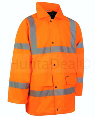 Kapton Hi Vis High Visibility Waterproof Parka Coat Work Safety Security Workwear, Orange, M