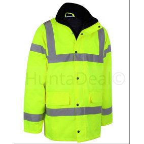 Kapton Hi Vis High Visibility Waterproof Parka Coat Work Safety Security Workwear, Yellow, 2XL