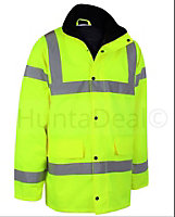 Kapton Hi Vis High Visibility Waterproof Parka Coat Work Safety Security Workwear, Yellow, XL