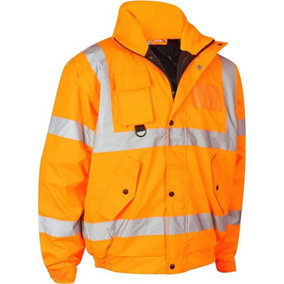 Kapton Hi Viz VIS High Visibility Bomber Contractor Padded Jacket Work Safety Security Workwear, Orange, 2XL