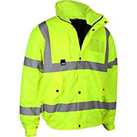 Kapton Hi Viz VIS High Visibility Bomber Contractor Padded Jacket Work Safety Security Workwear, Yellow, 2XL