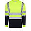Kapton Hi Viz VIS High Visibility Round Neck Tshirt Safety Security Work Long Sleeve T-Shirt Workwear Top, Yellow Navy, L