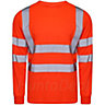 Kapton Hi Viz VIS High Visibility Round Neck Tshirt Safety Work Long Sleeve T-Shirt Breathable Workwear Top, Orange, 3XL