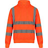 Kapton Hi Viz Vis Hooded Pullover Sweat Shirt Hoodies Band Work Fleece Safety Sweat Shirts Warm  Workwear Jumper Tops, Orange, L
