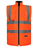 kapton High Vis Body Warmer Gilet Padded Reversible Sleeveless Jacket Waterproof Hi Visibility Work, Orange, 4XL