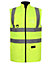 kapton High Vis Body Warmer Gilet Padded Reversible Sleeveless Jacket Waterproof Hi Visibility Work, Yellow, 3XL