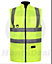 kapton High Vis Body Warmer Gilet Padded Reversible Sleeveless Jacket Waterproof Hi Visibility Work, Yellow, 5XL