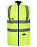 kapton High Vis Body Warmer Gilet Padded Reversible Sleeveless Jacket Waterproof Hi Visibility Work, Yellow, L
