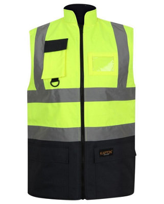 kapton High Vis Gilet Two Tone Body Warmer Padded Reversible Sleeveless ...