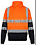 kapton High Vis Hoodie Two Tone Hooded Sweatshirt Hi Visibility Reflective Safety Work, Orange/Navy, 3XL