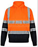 kapton High Vis Hoodie Two Tone Hooded Sweatshirt Hi Visibility Reflective Safety Work, Orange/Navy, L