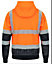 kapton High Vis Hoodie Two Tone Zip Up Hooded Sweatshirt Hi Visibility Reflective Safety Work, Orange/Navy, L