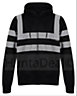 kapton High Vis Hoodie Zip Up Hooded Sweatshirt Hi Visibility Reflective Fleece Hoodie, Black, 4XL