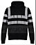 kapton High Vis Hoodie Zip Up Hooded Sweatshirt Hi Visibility Reflective Fleece Hoodie, Black, M