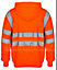 kapton High Vis Hoodie Zip Up Hooded Sweatshirt Hi Visibility Reflective Fleece Hoodie, Orange, L