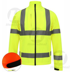 Kapton High Vis Jacket Softshell Reflective Hi Visibility Waterproof Fabric Zip Fastening Jacket, Yellow, 4XL