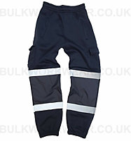 Kapton High Vis Pants Combat Joggers Reflective Hi Visibility Sport Pants, Navy, 2XL