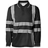 kapton High Vis Polo Shirt Long Sleeve Reflective High Visibility Anti Perspiration Soft Touch Polo, Black, L