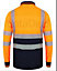 Kapton High Vis Polo Shirt Two Tone Long Sleeve Reflective High Visibility Soft Touch Polo, Orange/Navy, 4XL