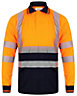 Kapton High Vis Polo Shirt Two Tone Long Sleeve Reflective High Visibility Soft Touch Polo, Orange/Navy, L