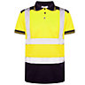 Kapton High Vis Rail Spec Short Sleeve Polo Shirt RIS-3279 Two Tone Reflective High Visibility, Yellow/Navy, L