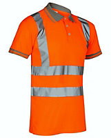 kapton High Vis Short Sleeve Polo Shirt Printed Deal Top Reflective High Visibility For Worker, Orange, L