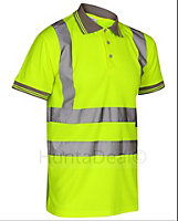 kapton High Vis Short Sleeve Polo Shirt Printed Deal Top Reflective High Visibility For Worker, Yellow, 5XL