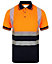 Kapton High Vis Short Sleeve Polo Shirt Two Tone Reflective High Visibility Worker Safety, Orange/Navy, M