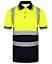 Kapton High Vis Short Sleeve Polo Shirt Two Tone Reflective High Visibility Worker Safety, Yellow/Navy, L