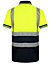 Kapton High Vis Short Sleeve Polo Shirt Two Tone Reflective High Visibility Worker Safety, Yellow/Navy, L