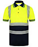 Kapton High Vis Short Sleeve Polo Shirt Two Tone Reflective High Visibility Worker Safety, Yellow/Navy, M